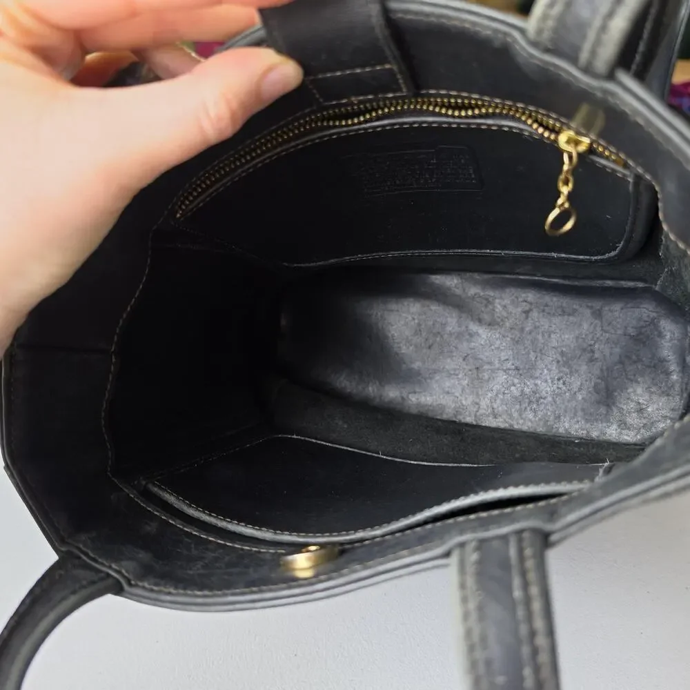 Vintage Coach Bleeker Tote Bag Small Black Leather Shoulder Purse 9305 USA